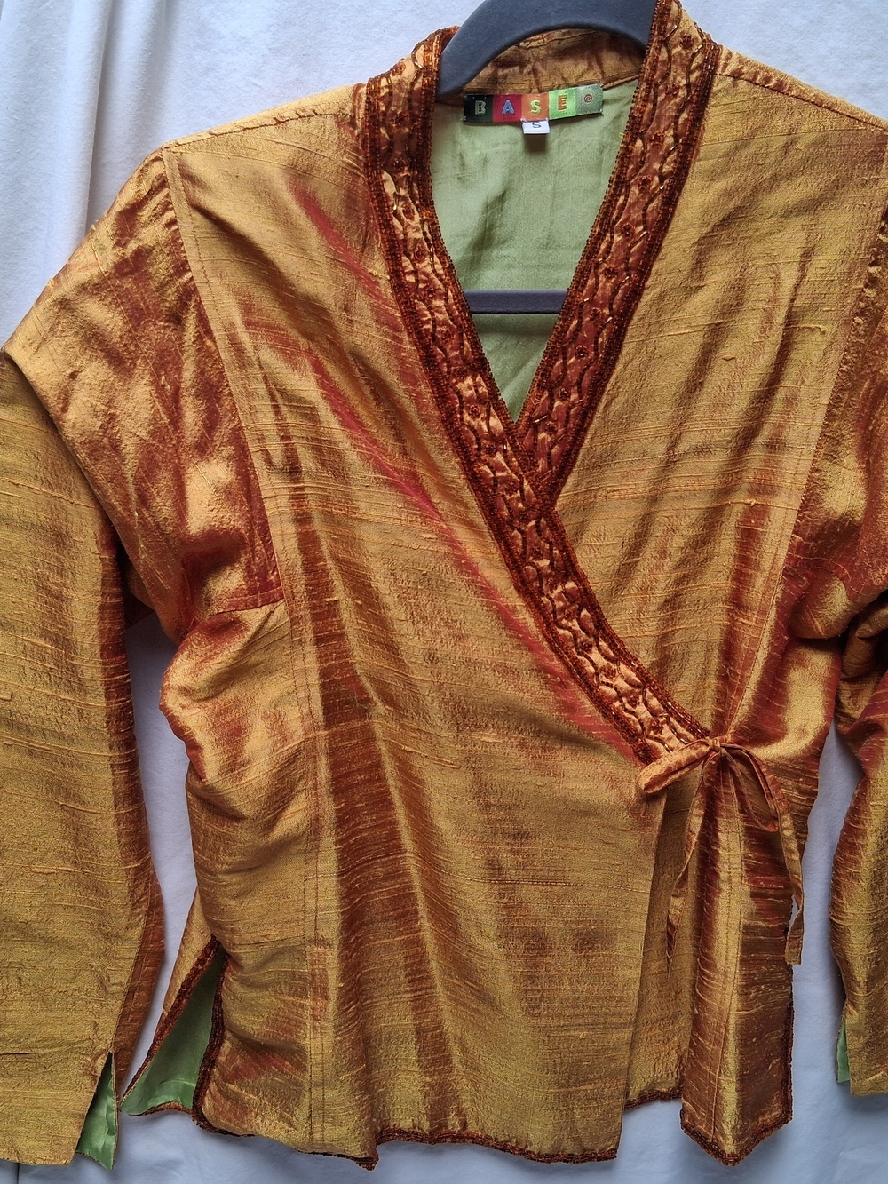 Golden Silk Beaded India Wrap Jacket - Women's